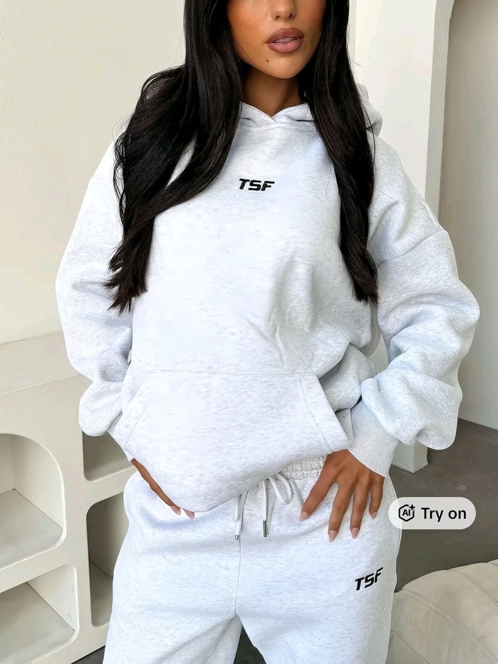TSF Light Gray Track Joggers & Hoodie Great Condition Xs/s Oversized Set